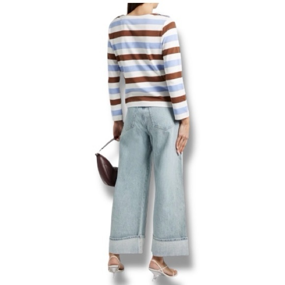 Veronica Beard Taylor Cuffed Wide Leg Jean In Airway Cloud Size 27 - Picture 4 of 11